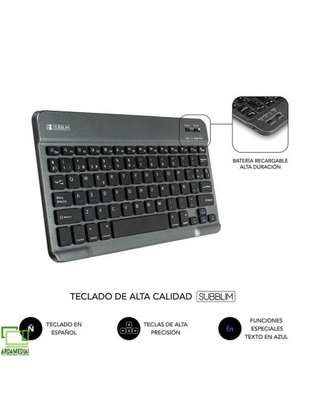 Funda con Teclado Subblim Keytab Pro Bluetooth para Tablets de 10.1'-10.8'/ Negra