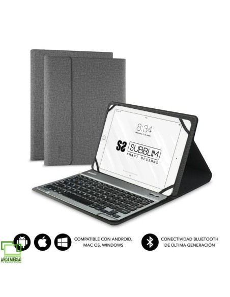 Funda con Teclado Subblim Keytab Pro Bluetooth para Tablets de 10.1'-10.8'/ Gris