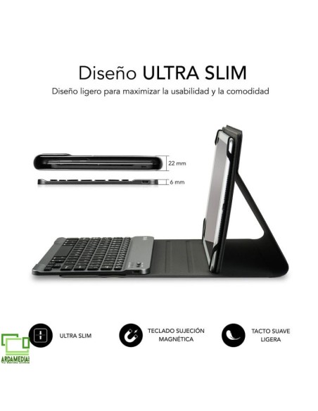 Funda con Teclado Subblim Keytab Pro Bluetooth para Tablets de 10.1'-10.8'/ Negra
