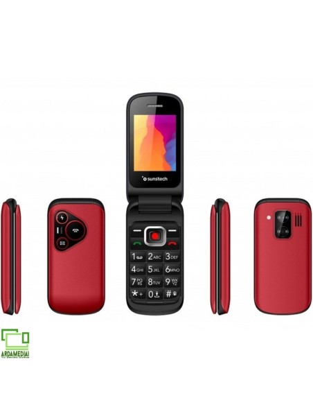 Teléfono Móvil Sunstech CELT24 para Personas Mayores/ Rojo