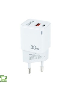 Cargador de Pared GaN TooQ TQWC-GANQCPD30WT/ 1xUSB...