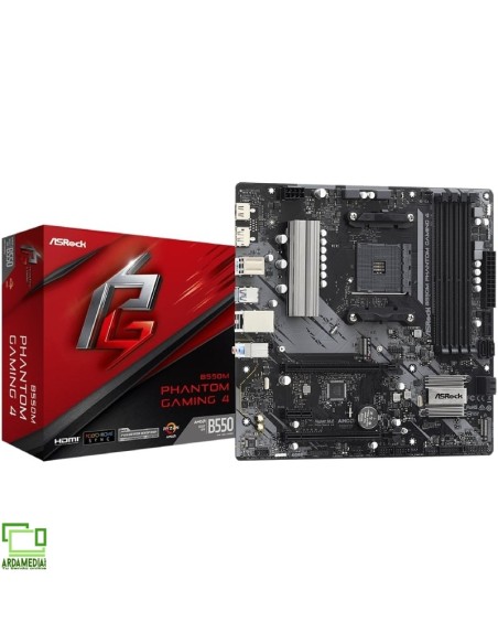 Placa Base Asrock B550M Phantom Gaming 4/ DDR4/ PCIe 4.0/ Socket AM4/ Micro ATX
