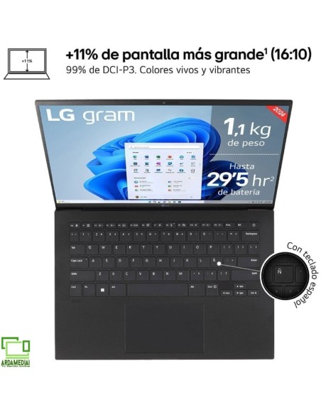 Portátil LG Gram 14ZB90S-G.AX55BN Intel Core Ultra 5-115U/ 16GB/ 512GB SSD/ 14'/ Sin Sistema Operativo