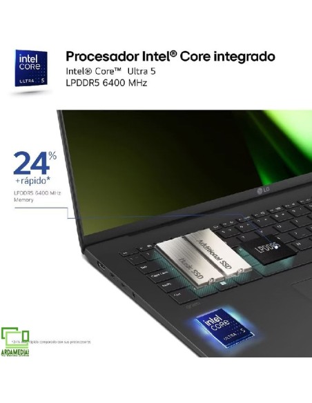 Portátil LG Gram 14ZB90S-G.AX55BN Intel Core Ultra 5-115U/ 16GB/ 512GB SSD/ 14'/ Sin Sistema Operativo