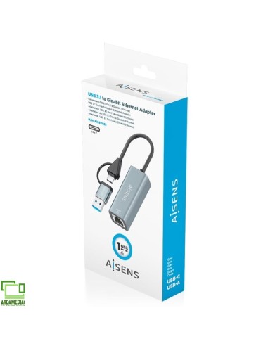 Adaptador USB + USB Tipo-C 3.2 - RJ45 Aisens...