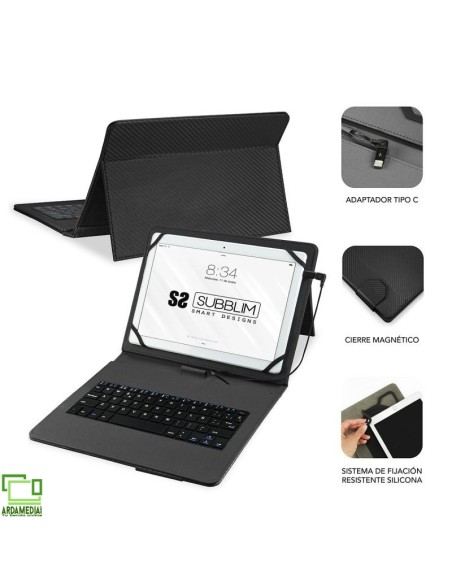 Funda con Teclado Subblim Keytab Pro USB para Tablets de 10.1'-11'/ Negra
