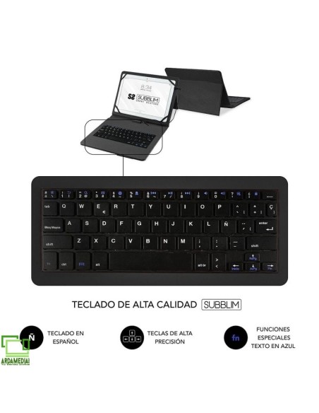 Funda con Teclado Subblim Keytab Pro USB para Tablets de 10.1'-11'/ Negra